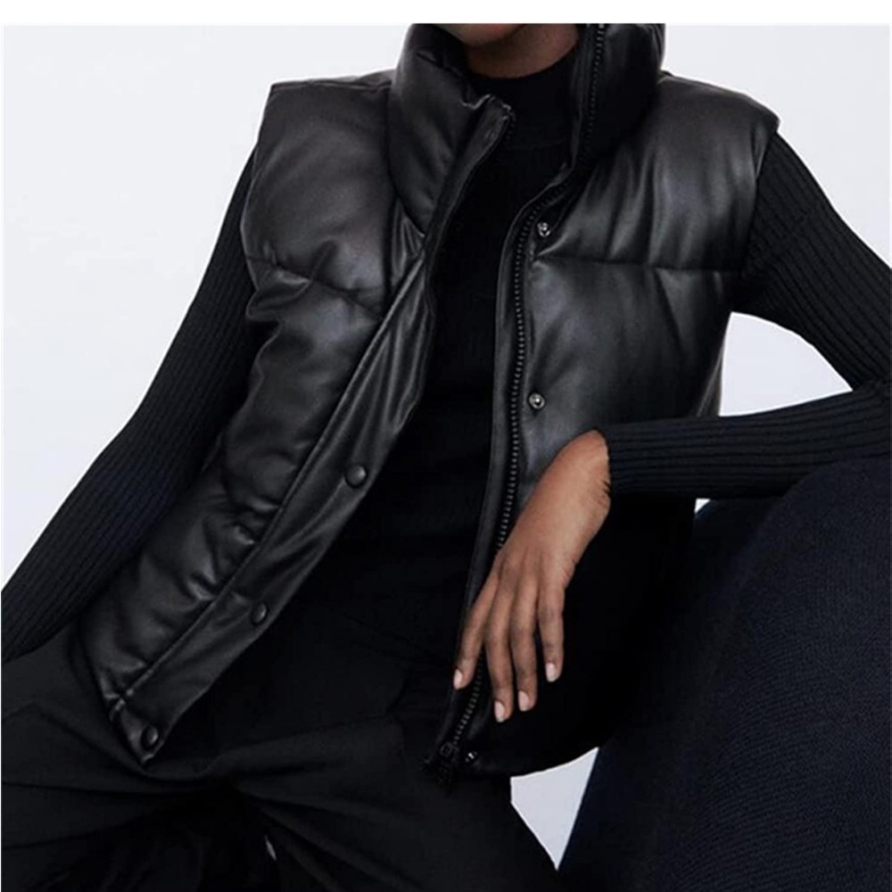 BRAND NEW Women's Faux Leather Puffer Vest